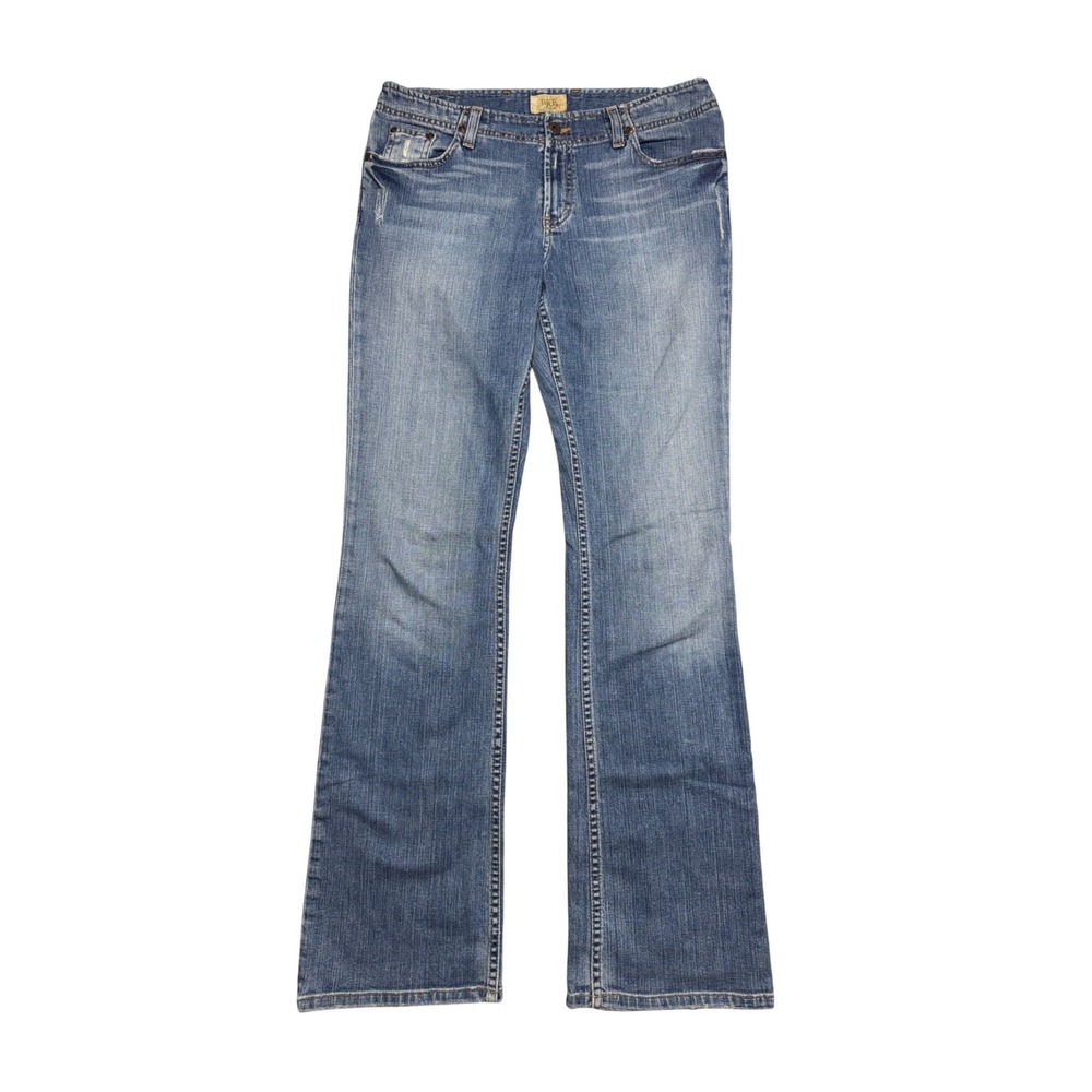 BKE Wendi Stretch Bootcut Jeans Womens 30x35.5 Medium Wash Distressed Blue Denim